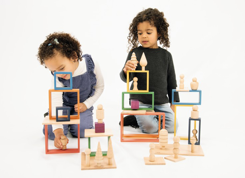 Speelblokken - tickit Rainbow Architect Squares - regenboog reeks - bouwvierkanten - set van 7