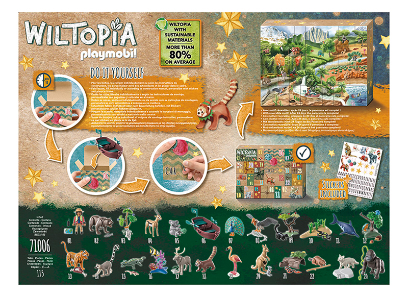 Playmobil - wiltopia - adventskalender - dierenwereldreis