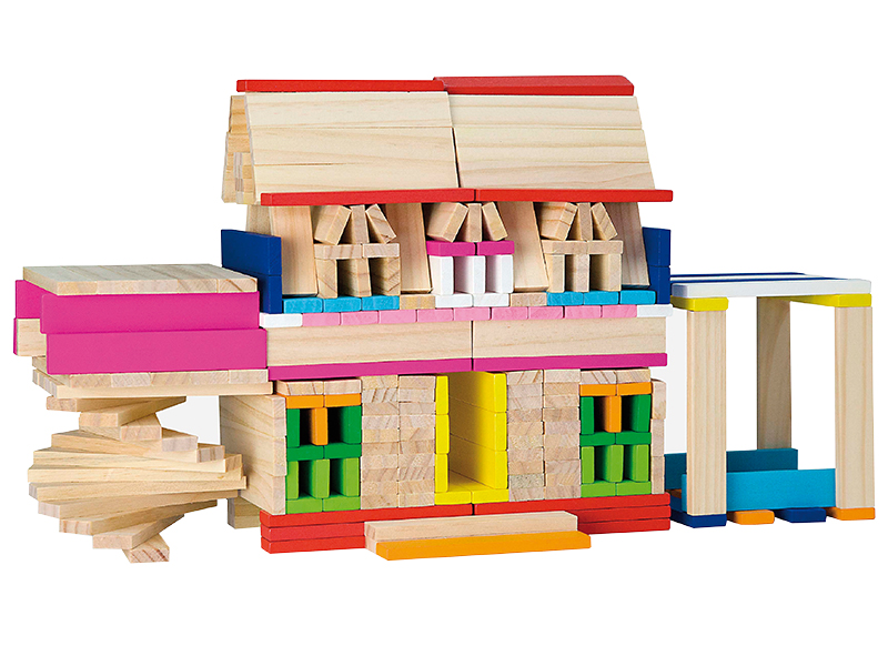 Bouwset - blokken - hout - set van 250 assorti