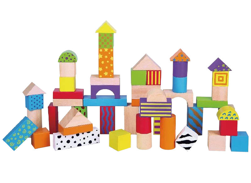 Bouwset - blokken - hout - effen - set van 100 assorti