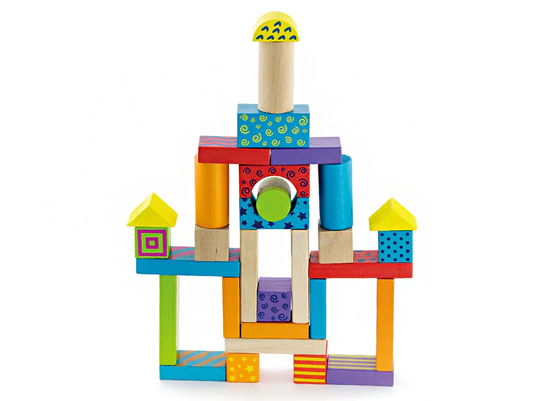 Bouwset - blokken - hout - effen - set van 100 assorti