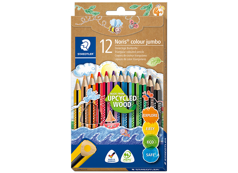 Potloden - kleurpotloden - Staedtler Noris Colour Jumbo - driehoekig - dik - etui - set van 12 assorti