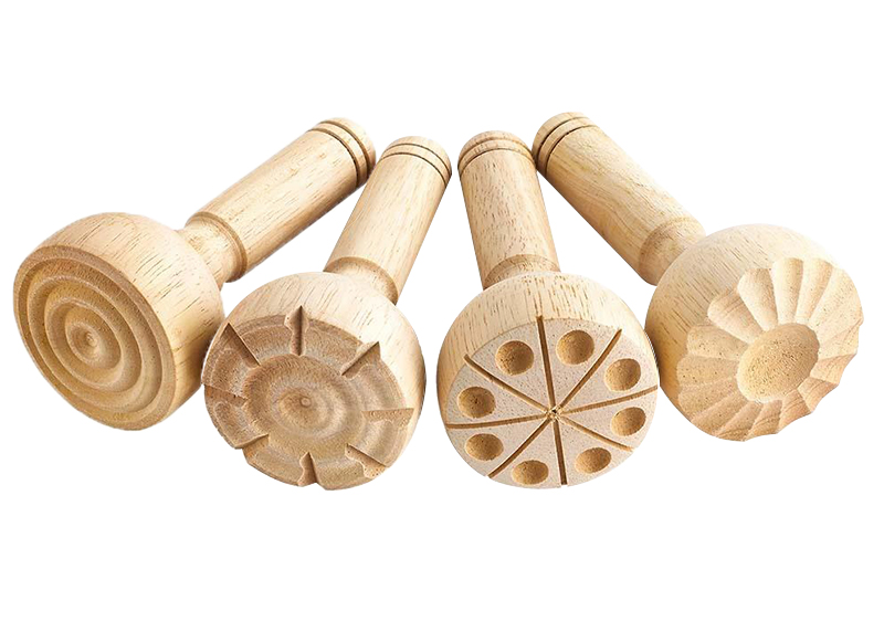 Stempels - kleistempels - hout - boetseren - set van 4 assorti