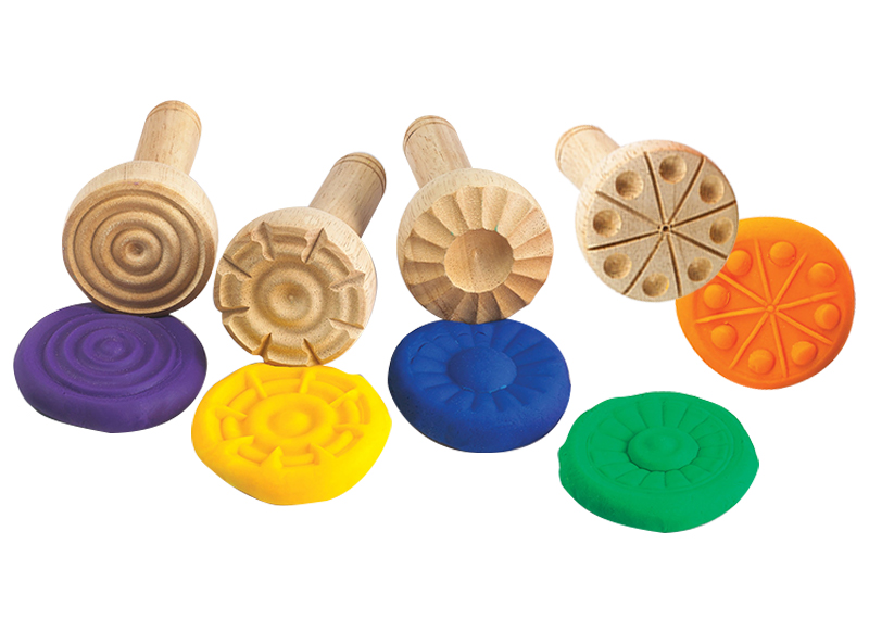 Stempels - kleistempels - hout - boetseren - set van 4 assorti