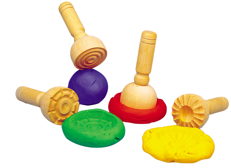 Stempels - kleistempels - hout - boetseren - set van 4 assorti