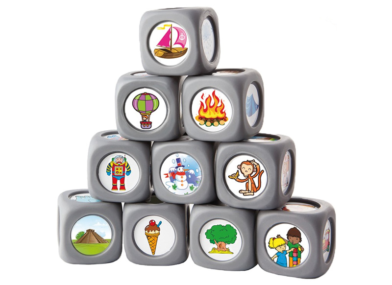 Spelaccessoires - dobbelstenen - Akros Dice For Making Up Stories - vertellen - set van 10 assorti