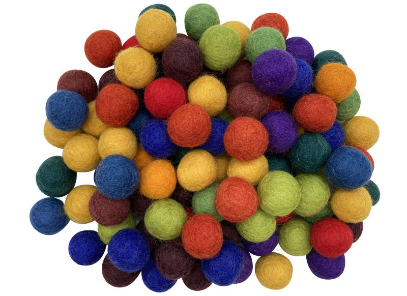 Wattenbollen - vilt - gekleurd - sensorische - set van 240 assorti