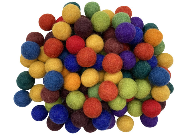 Sensorische bollen - voelen - vilt - gekleurd - set van 240 assorti