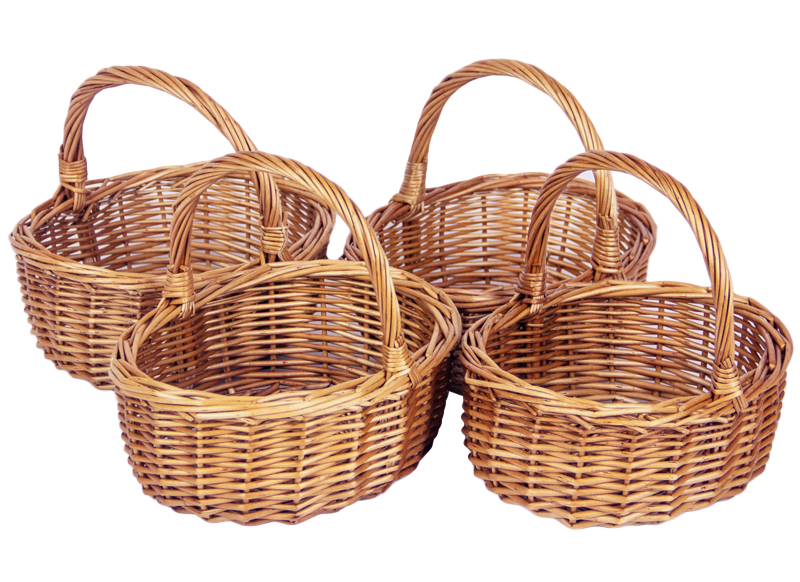 Opbergen - rieten mandjes - rond - set van 4