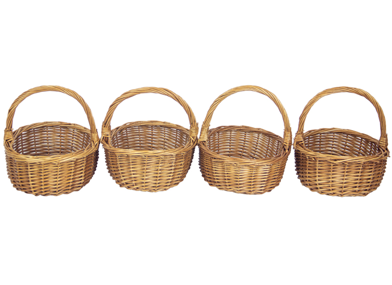 Opbergen - rieten mandjes - rond - set van 4