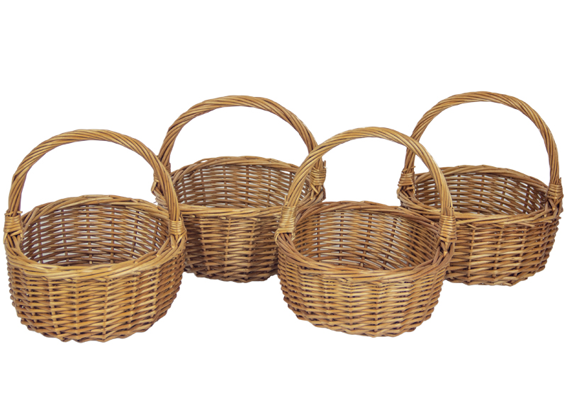 Opbergen - rieten mandjes - rond - set van 4