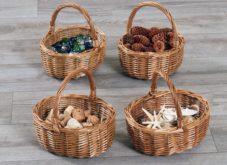 Opbergen - rieten mandjes - rond - set van 4