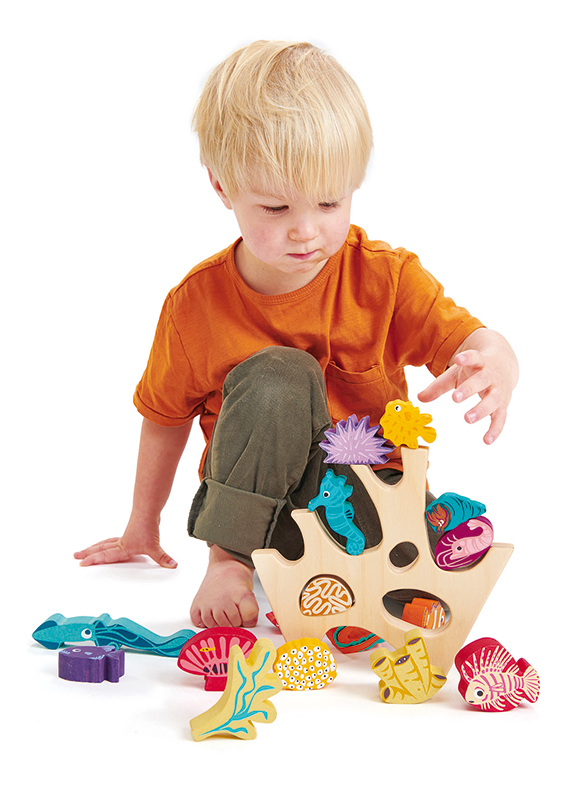 Dieren - hout - Tender Leaf - stapelkoraalrif - 19-delig