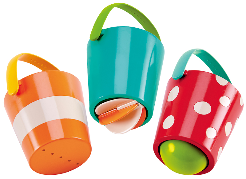 Zand en water - Hape - vrolijke emmertjes - 3 stuks
