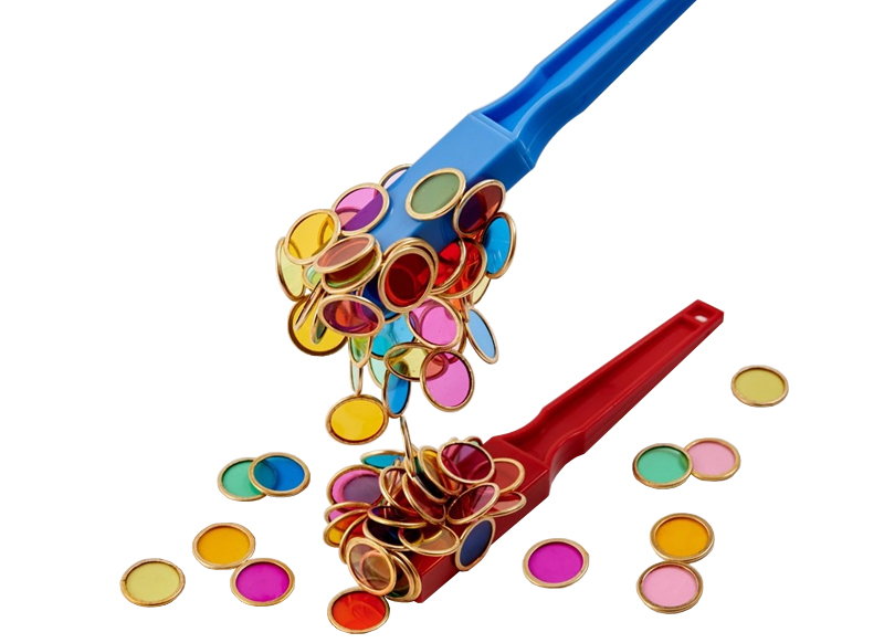Speelschijven - Shaw Magnets Magnetic Counting Chip Tub - 2 cm - kunststof - magnetisch - transparant - gekleurd - voor lichtbord - set van 500 assorti