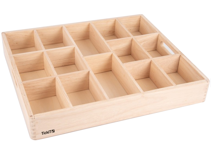 Sorteerbak - tickit Wooden Sorting Tray - 50 x 43,5 cm - hout - 14 vakken - loose parts - per stuk