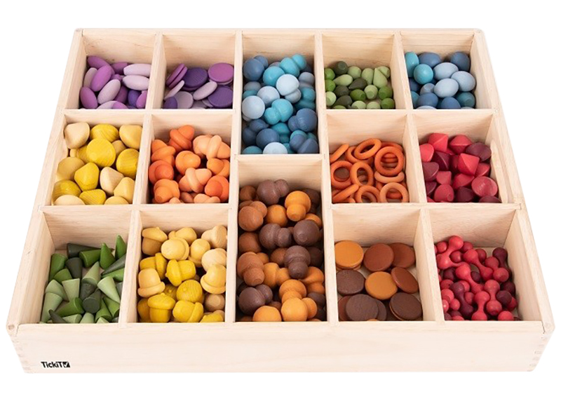 Sorteerbak - tickit Wooden Sorting Tray - 50 x 43,5 cm - hout - 14 vakken - loose parts - per stuk
