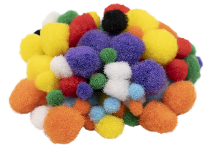 Pompons - Apli Kids - effen - 8-20 mm - gekleurd - decoratie - set van 78