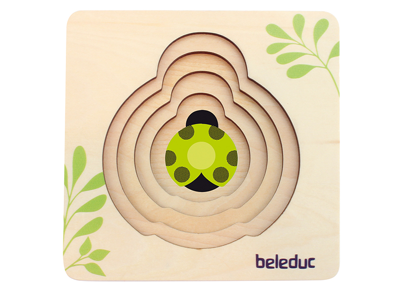 Puzzel - lagenpuzzel - Hout - Beleduc - klein lieveheersbeestje - per puzzel