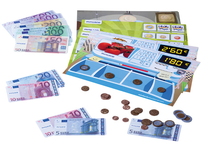 Rekenspel - Euroshopping - met opdrachtkaarten - leren rekenen met geld - per spel