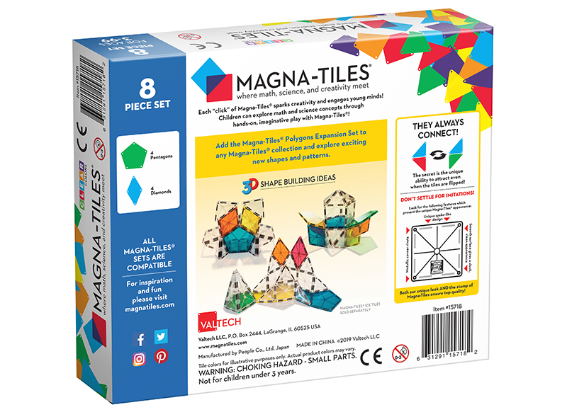 MAGNA-TILES Clear colors 8 stuks polygons uitbreidingsset