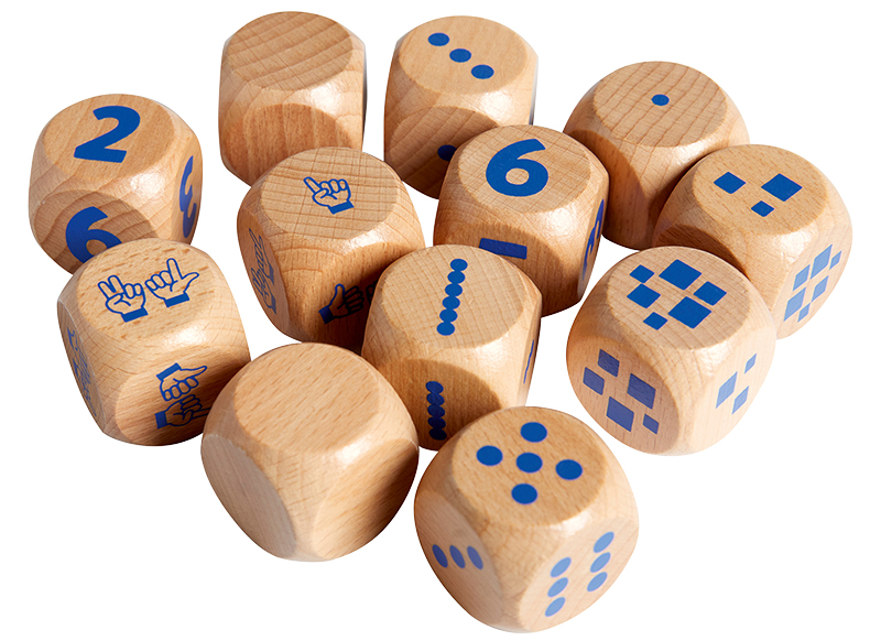 Spelaccessoires - dobbelstenen - rekenen - hout - set van 12
