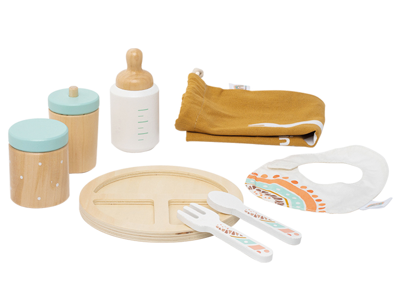 Poppenaccessoires - Miniland - baby voedingsset - 8-delig