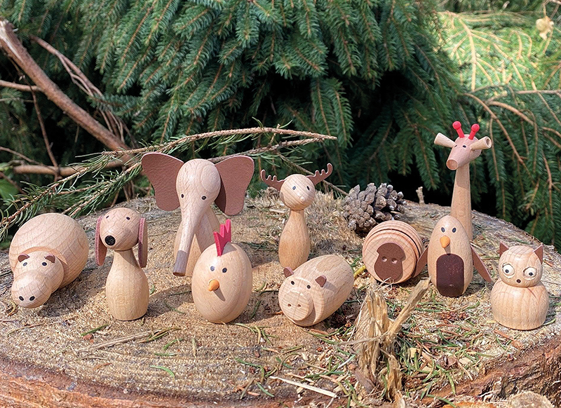 Speelgoed - figuurtjes - dieren - Tickit - hout - set van 10 assorti