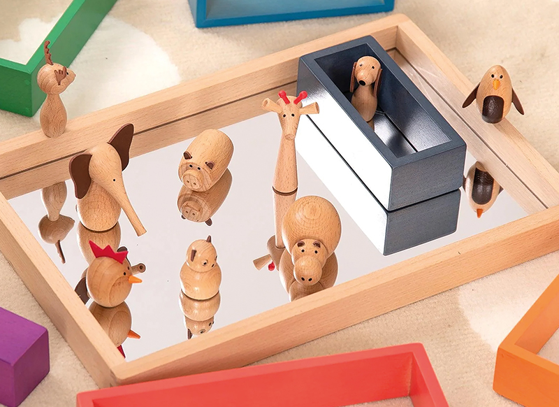 Speelgoed - figuurtjes - dieren - Tickit - hout - set van 10 assorti