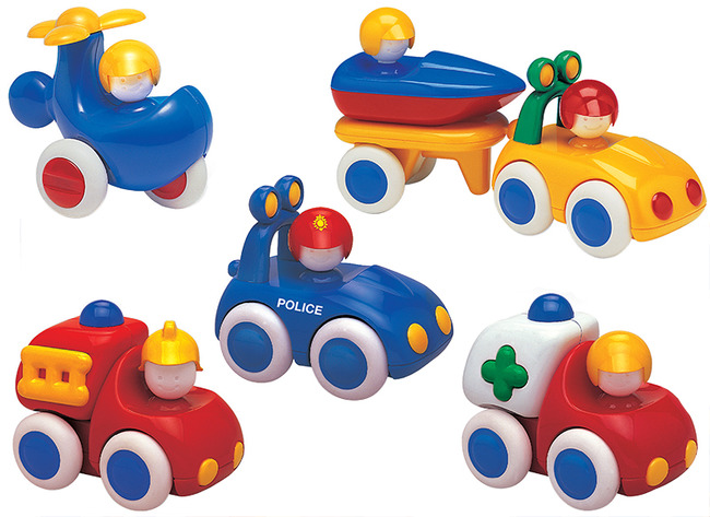 Babyspeelgoed - Tolo - hulpdienstvoertuigen - set van 5