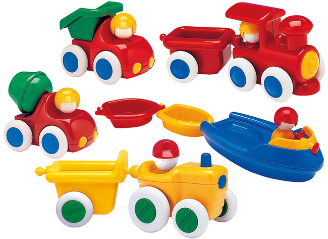 Babyspeelgoed - Tolo - werfvoertuigen - set van 5