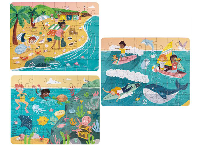 Puzzels - Hape Ocean Friends - 3-in 1 puzzel - karton - per stuk