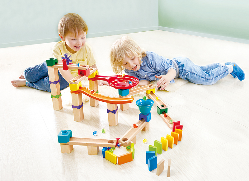Knikkerbaan - Hape Marble Rally Block - hout - set van 81