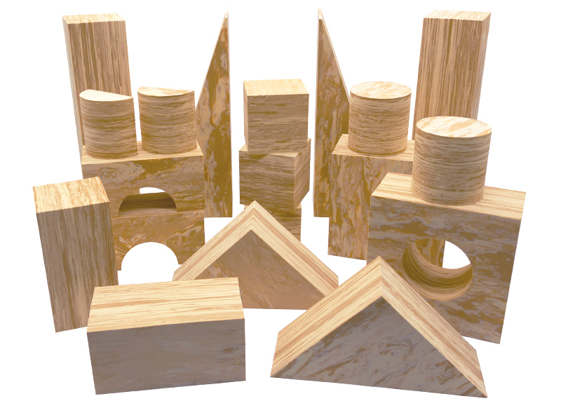 Bouwset - blokken - Weplay - houtlook - foam - set van 56