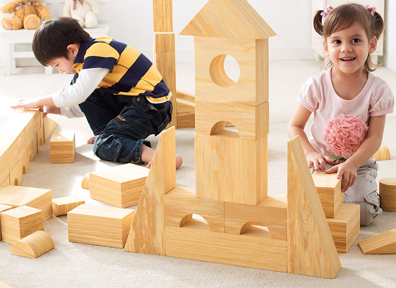 Bouwset - blokken - Weplay - houtlook - foam - set van 56