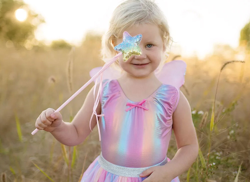 Verkleedkledij - regenboog elfje - 5-6 jaar - per stuk