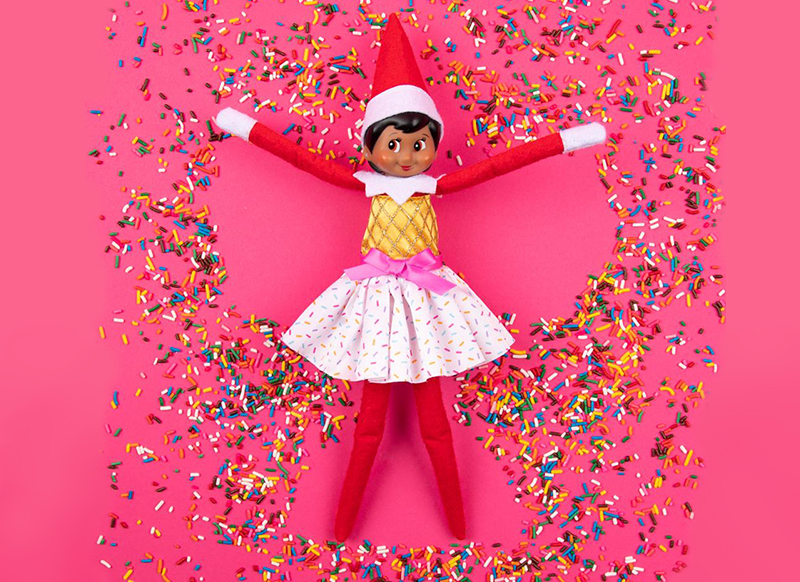 Poppenkledij - The Elf on the Shelf Claus Couture - ijsjes feestjurk - per stuk