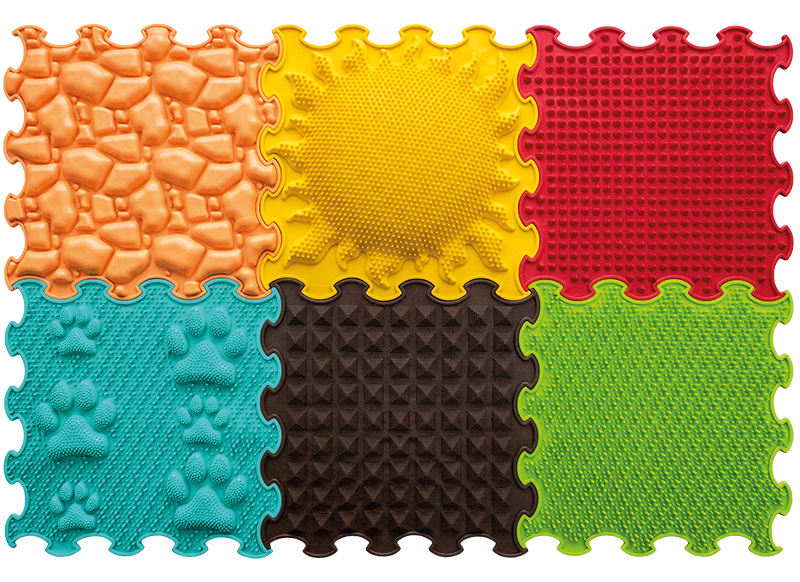 Vloertegels - voelpad - Sunshine Garden - texturen - sensorisch - PVC - set van 6 assorti