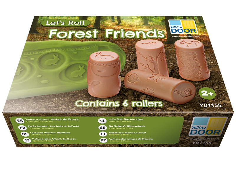 Stempels - kleistempels - Yellow Door Let's Roll Forest Friends - bosvrienden - rollers - boetseren - per set