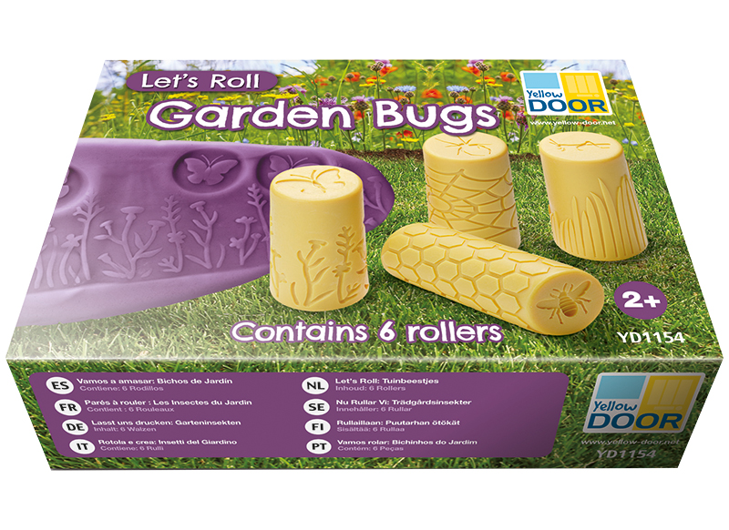 Stempels - kleistempels - Yellow Door Let's Roll Garden Bugs - tuininsecten - rollers - boetseren - per set
