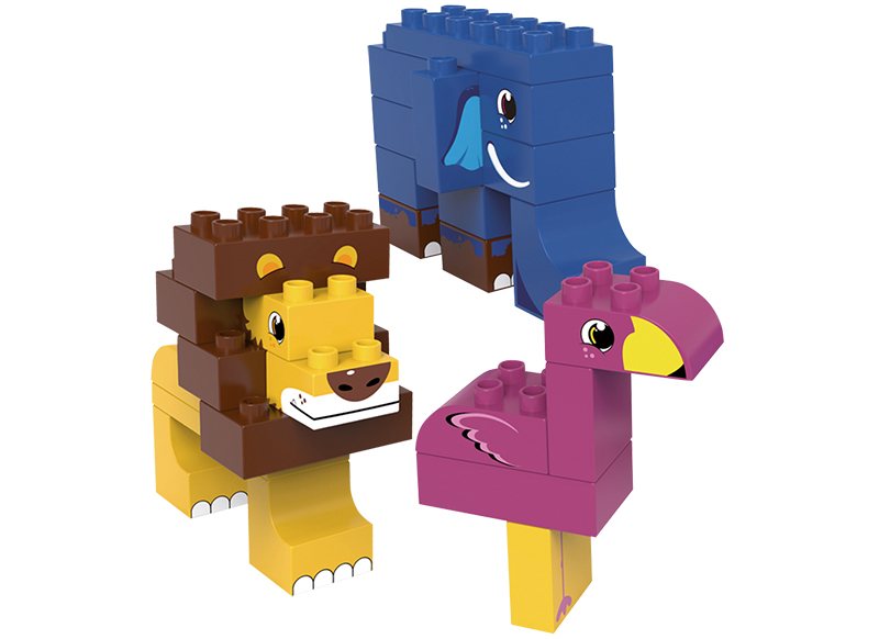 Bouwset - blokken - Biobuddi - wilde dieren - set van 60 assorti