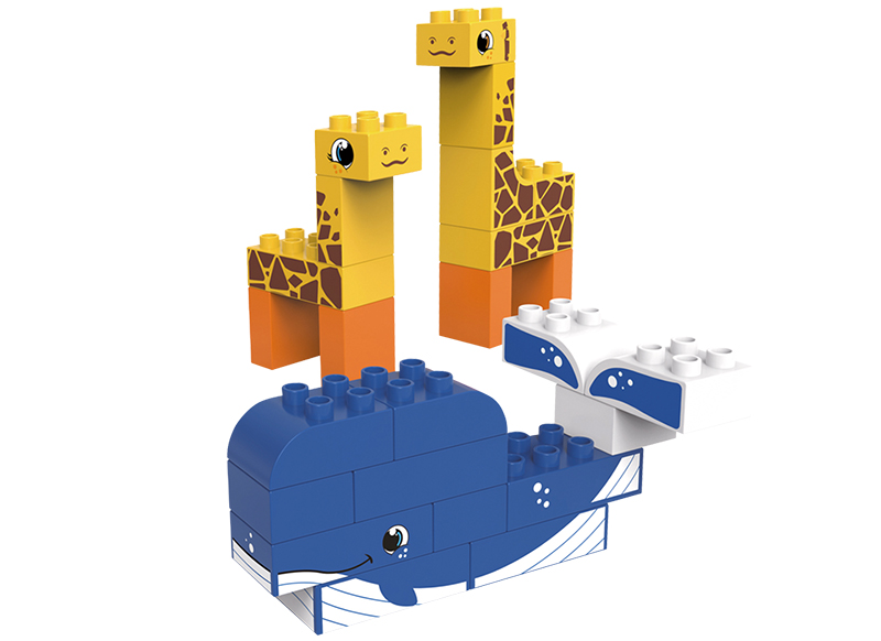 Bouwset - blokken - Biobuddi - wilde dieren - set van 60 assorti