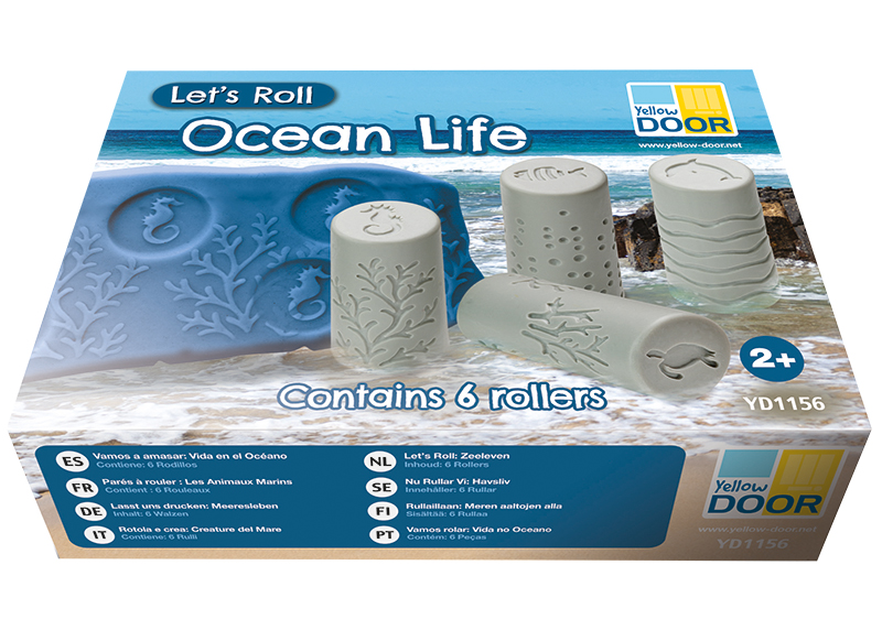 Stempels - kleistempels - Yellow Door Let's Roll Ocean Life - oceaanleven - rollers - boetseren - per set
