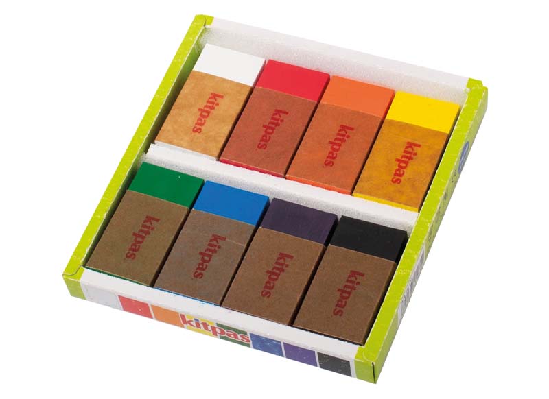 Waskrijt - Kitpas - waskrijtblokjes - set van 8 assorti