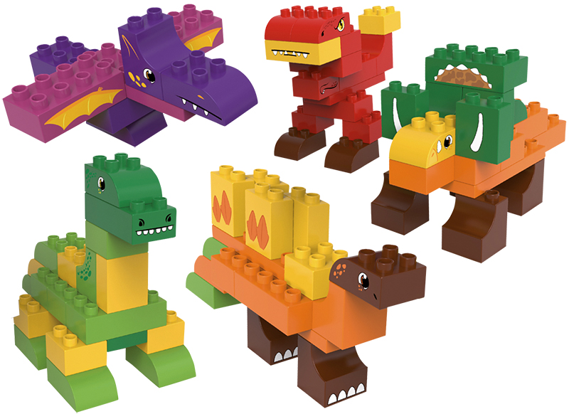 Bouwset - blokken - Biobuddi - dinosaurussen - set van 79 assorti