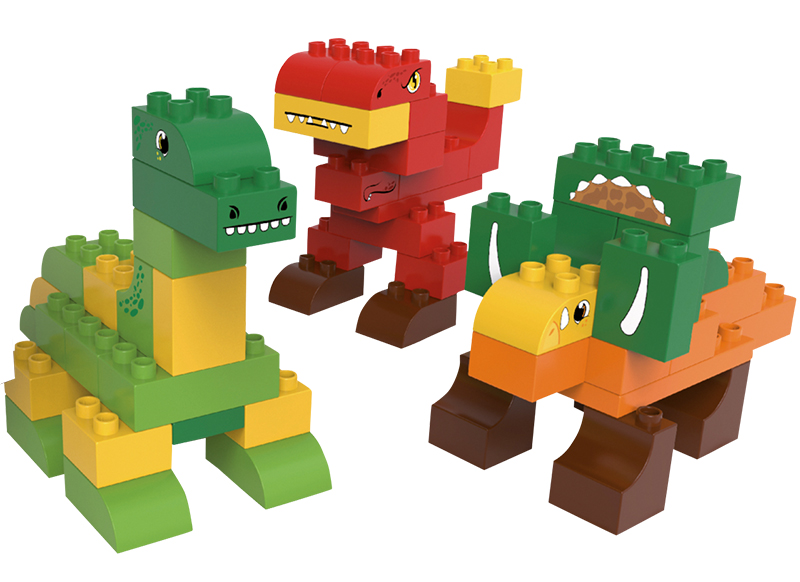Bouwset - blokken - Biobuddi - dinosaurussen - set van 79 assorti