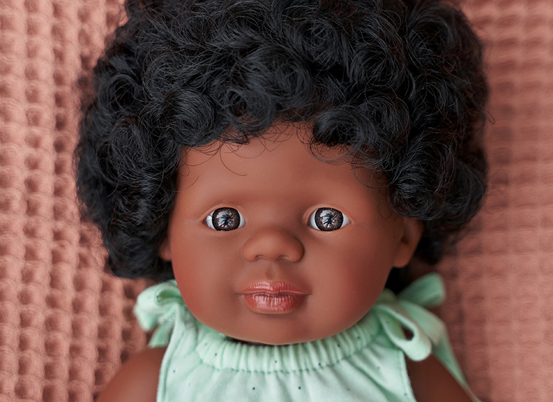 Poppen - babypop - Miniland Baby Doll - met haar - 38 cm - meisje - afrikaans - per stuk