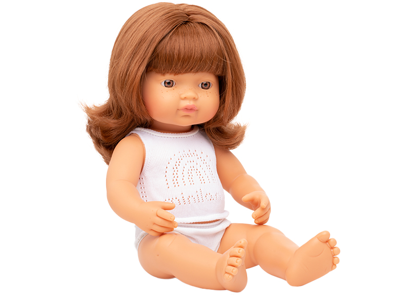 Poppen - babypop - Miniland Baby Doll - met haar - 38 cm - meisje - europees - roodharig - per stuk