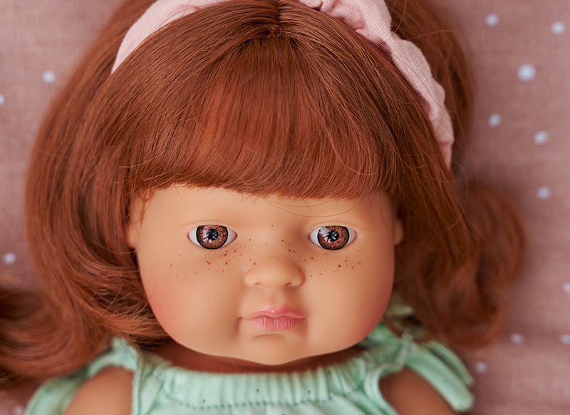 Poppen - babypop - Miniland Baby Doll - met haar - 38 cm - meisje - europees - roodharig - per stuk