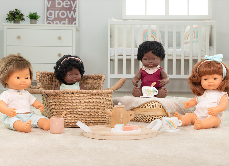 Poppen - babypop - Miniland Baby Doll - met haar - 38 cm - meisje - europees - roodharig - per stuk